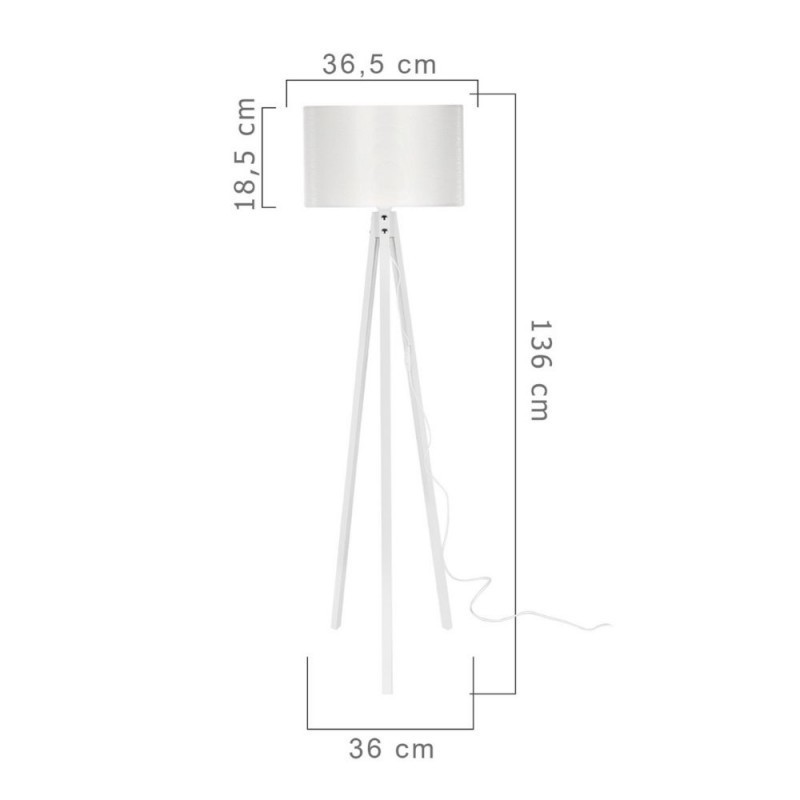 Lampada a piantana treppiedi in legno e tessuto Bianco RODI 36x h136 cm