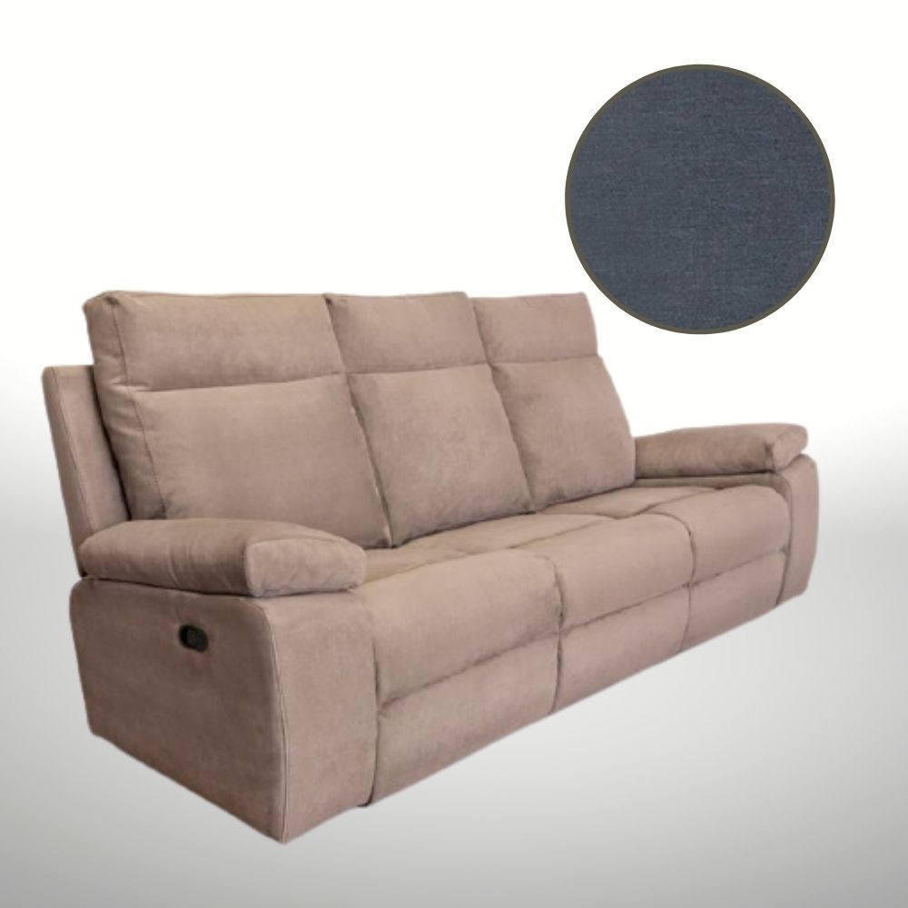 Divano Milano 3 posti 2 recliner manuali grigio
