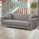 Divano letto 3 posti in tessuto beige con contenitore 214x80xH.83 cm