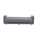 Divano letto 3 posti in tessuto grigio con contenitore 214x80xH.83 cm