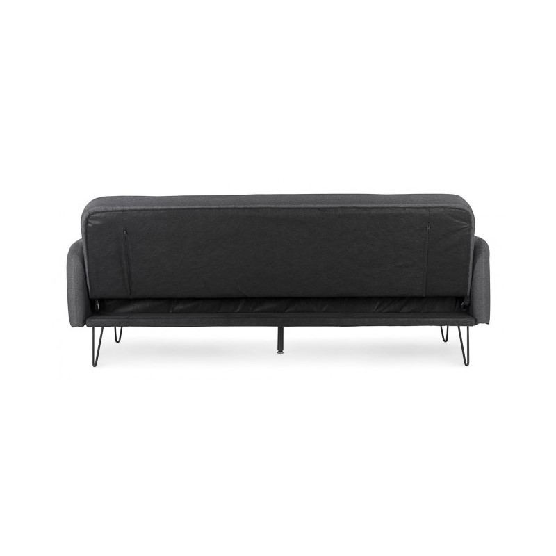 Divano letto tre posti in tessuto Nero BRIDJET 200x82x h81 cm
