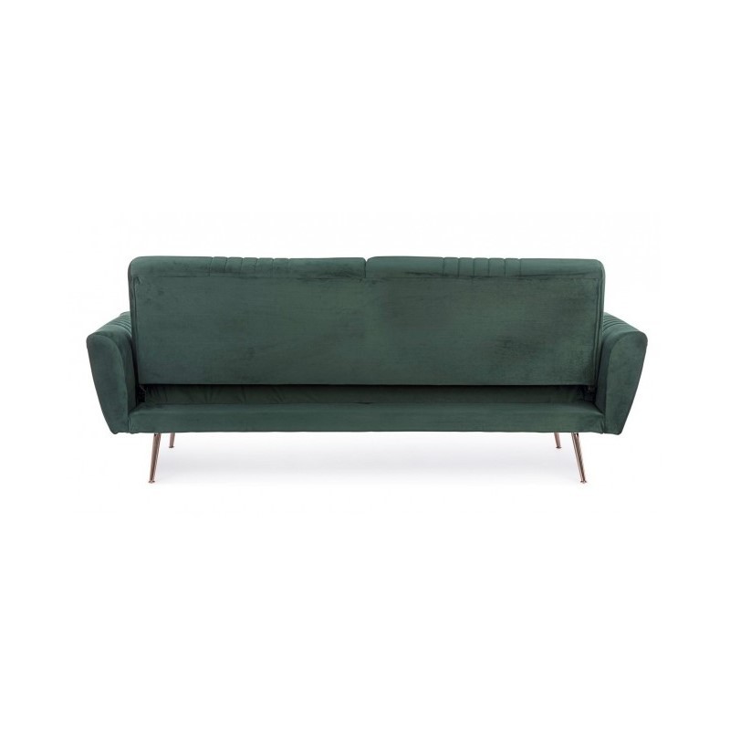 Divano letto tre posti in velluto Verde Scuro JOHNNY 210x83x h85 cm