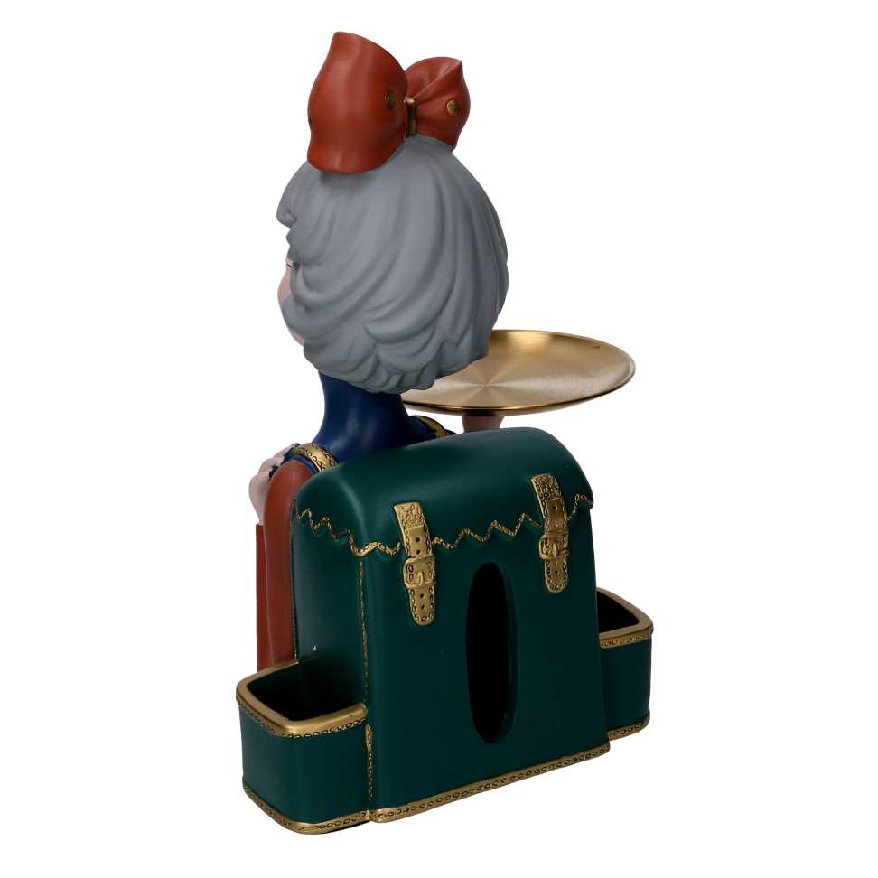 Donna resina svuotatasche vassio e fiocco marrone cm 23x20h36