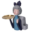 Donna resina svuotatasche vassoio e fiocco blu cm 23x20h36