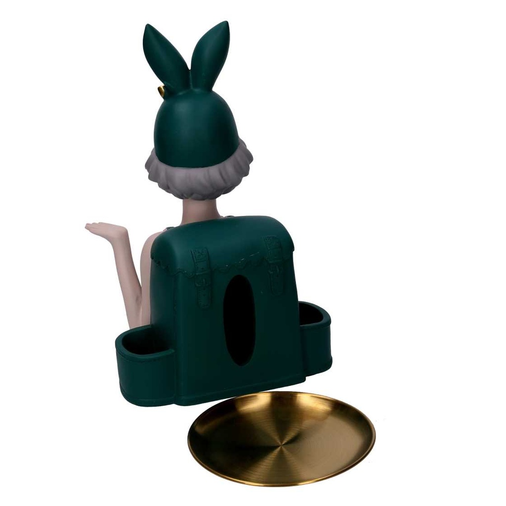 Donna resina svuotatasche vassoio e scatola verde cm 23x20h36