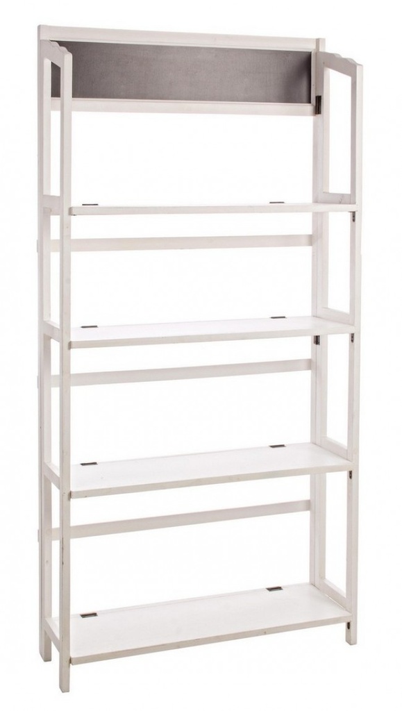 Espositore 4-piani rettangolari con lavagna in legno stile rustico