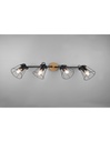 Faretto 4 Spot Orientabili Jaipur Industriale Vintage Nero E Legno Trio Lighting