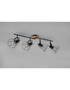 Faretto 4 Spot Orientabili Jaipur Industriale Vintage Nero E Legno Trio Lighting