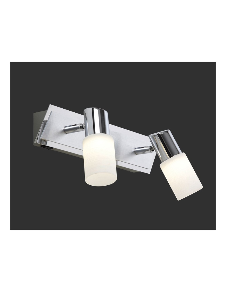 Faretto Clapton 2 Spot Led Cromo E Vetro Bianco L36 cm Trio Lighting