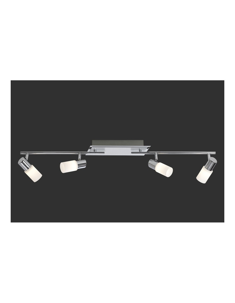 Faretto Clapton 4 Spot Led Cromo E Vetro Bianco L96 cm Trio Lighting