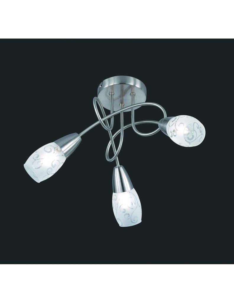 Faretto Colmar Nichel 3 Spot Led Vetro Satinato Ø47 cm Trio Lighting