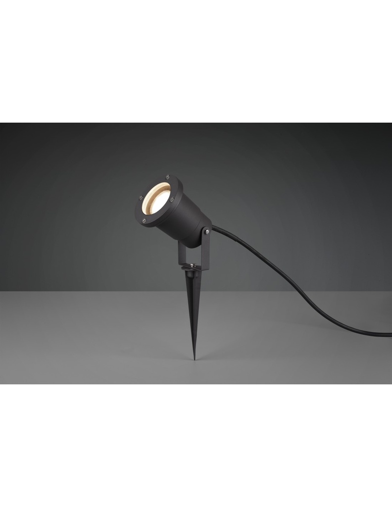 Faretto Da Esterno Orientabile Ubangi Nero Con Picchetto GU10 IP65 Trio Lighting