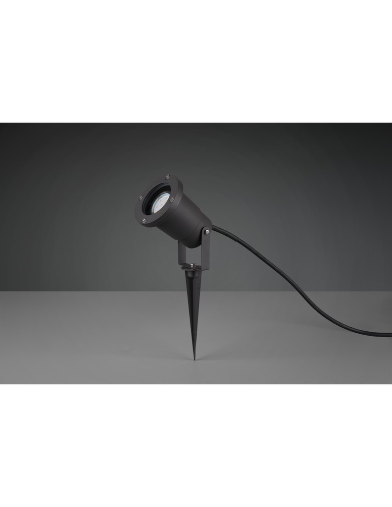 Faretto Da Esterno Orientabile Ubangi Nero Con Picchetto GU10 IP65 Trio Lighting