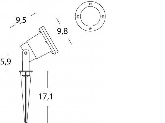 Faretto Gu10 C/Picchetto  linea spot  nero