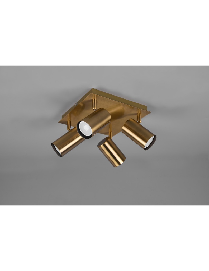Faretto Marley 4 Spot GU10 Ottone Invecchiato 24x24 cm Trio Lighting