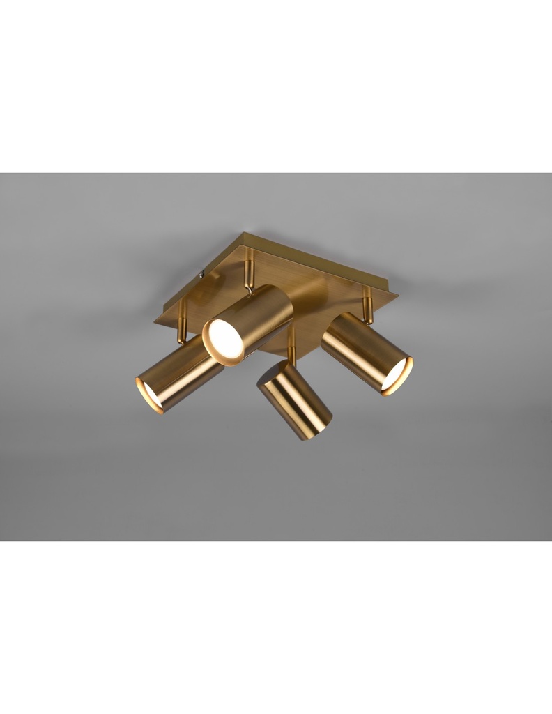 Faretto Marley 4 Spot GU10 Ottone Invecchiato 24x24 cm Trio Lighting