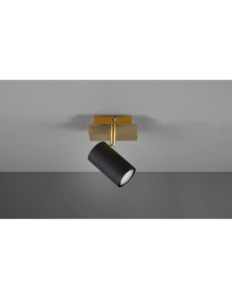 Faretto Marley Base Oro Con Spot Cilindrico Nero Orientabile Trio Lighting