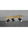 Faretto Marley Piastra Rettangolare Oro 3 Spot Cilindrici Neri Orientabili Trio Lighting