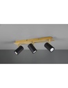 Faretto Marley Piastra Rettangolare Oro 3 Spot Cilindrici Neri Orientabili Trio Lighting