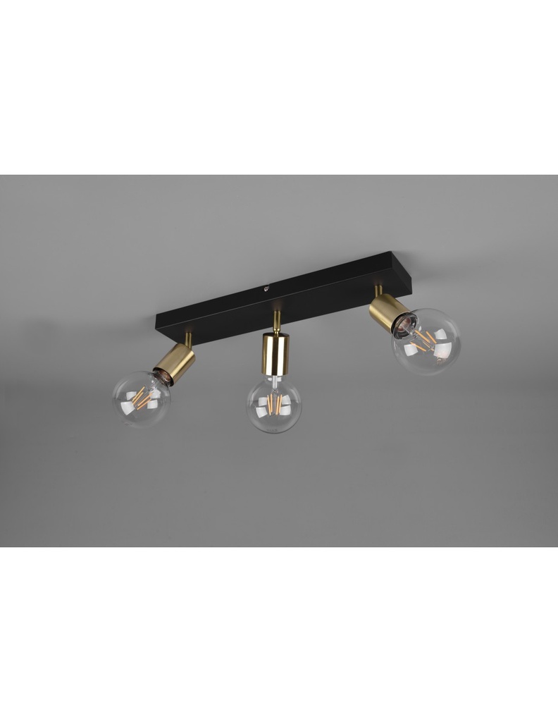 Faretto Spot 3xE27 Vannes Nero-Ottone L44 cm Trio Lighting