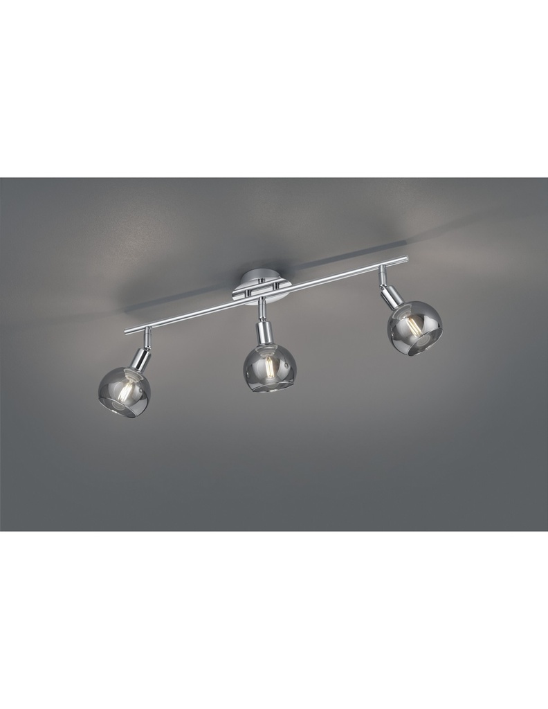 Faretto Spot Da Soffitto Brest Cromo 3 Vetri Fumé Trio Lighting