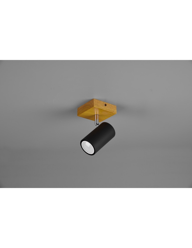 Faretto Spot Marley Nero E Legno 1xGU10 Trio Lighting