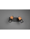 Faretto Tosh Nero 2xE14 Spot Legno E Gabbia Metallica L26 cm Trio Lighting