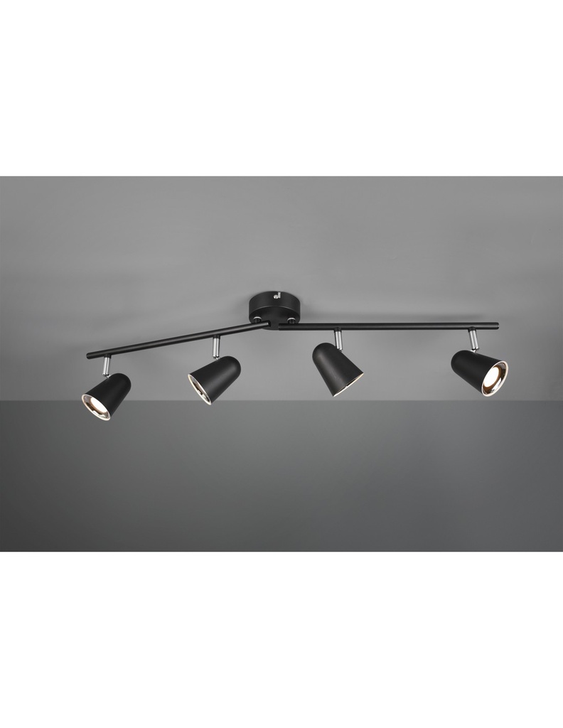 Faretto Toulouse Nero 4 Spot Led L78 cm Trio Lighting