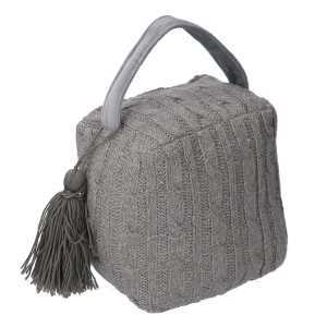 Fermaporta tessuto borsa grigio quadro cm 12x10h15/20