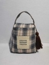 Fermaporta tessuto borsa quadretti grigio cm 16x8h18/25