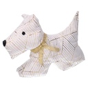 White dog fabric doorstop cm35x5h26