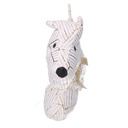 White dog fabric doorstop cm35x5h26