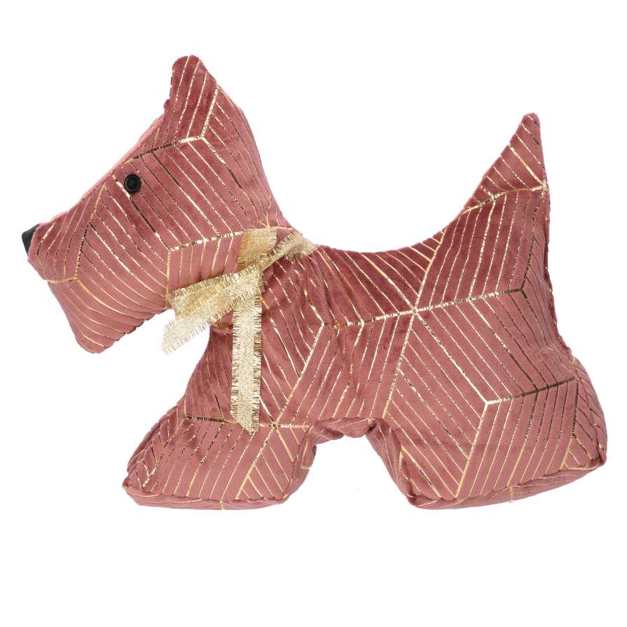 Pink dog fabric doorstop cm35x5h26