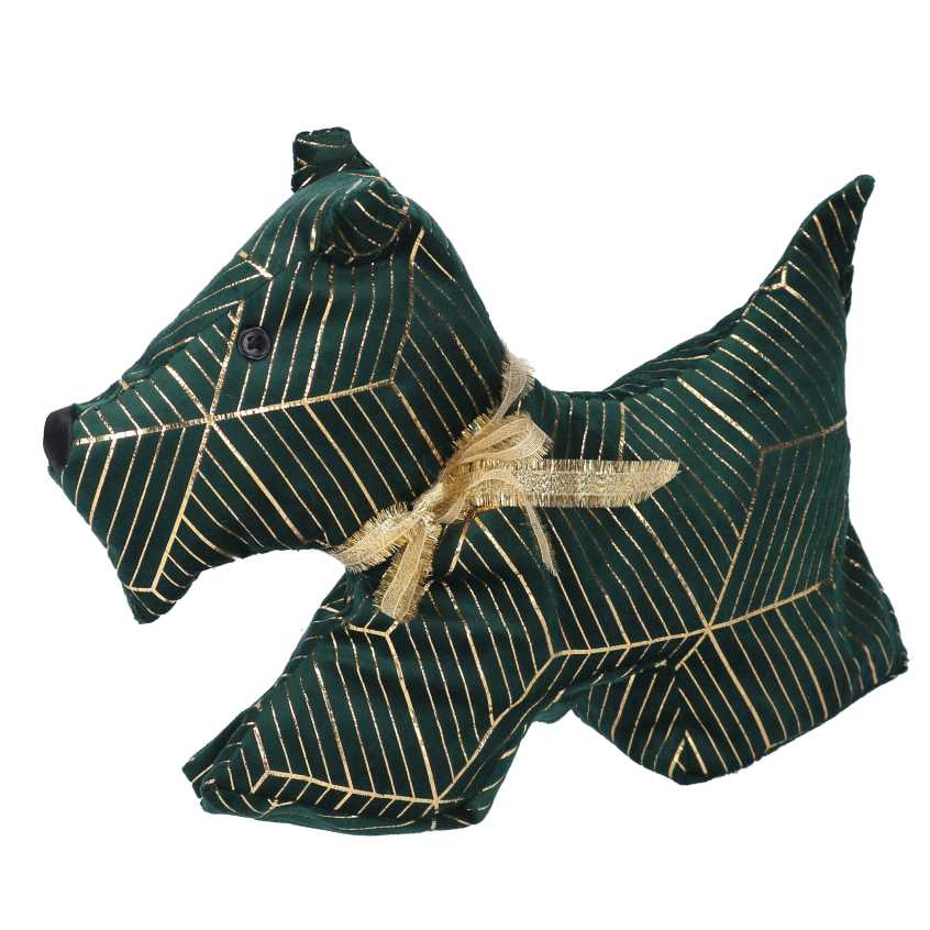 Green dog fabric doorstop cm35x5h26
