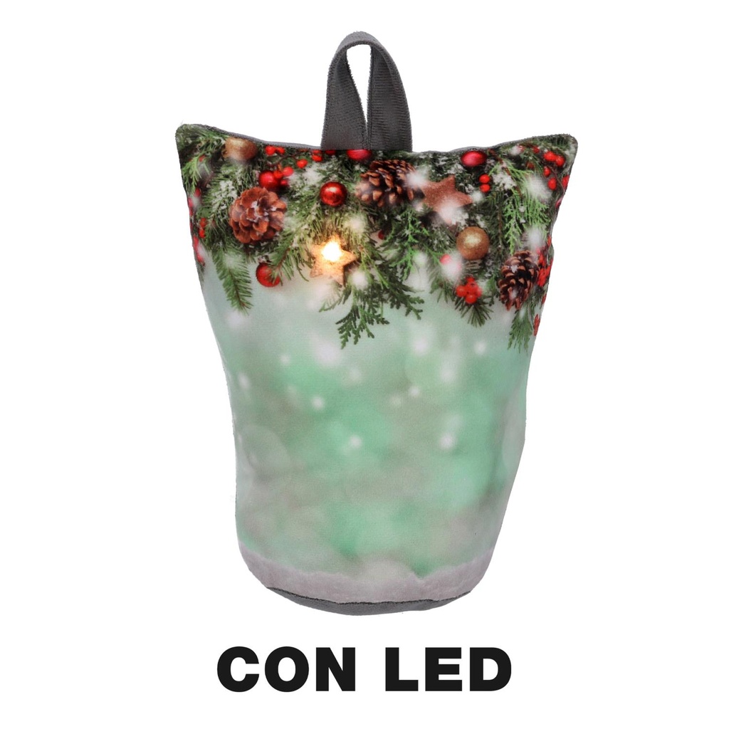 Fabric doorstop with light blue led decorations cm11h19