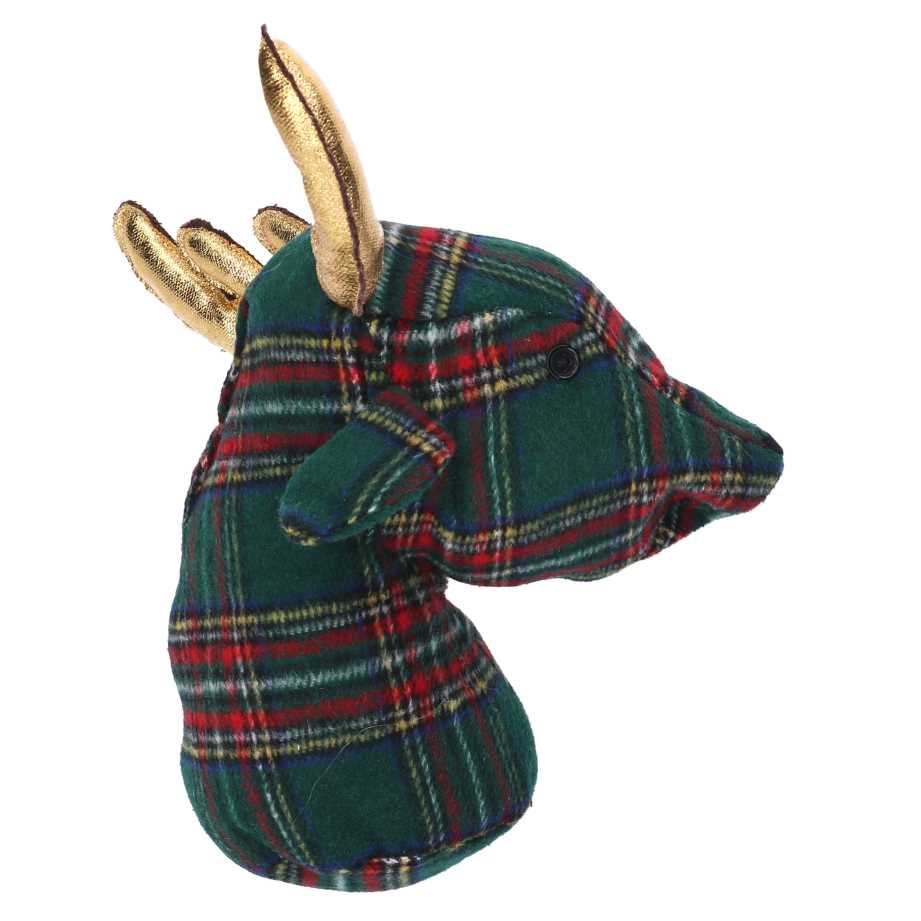 Green reindeer fabric doorstop cm25x21h34