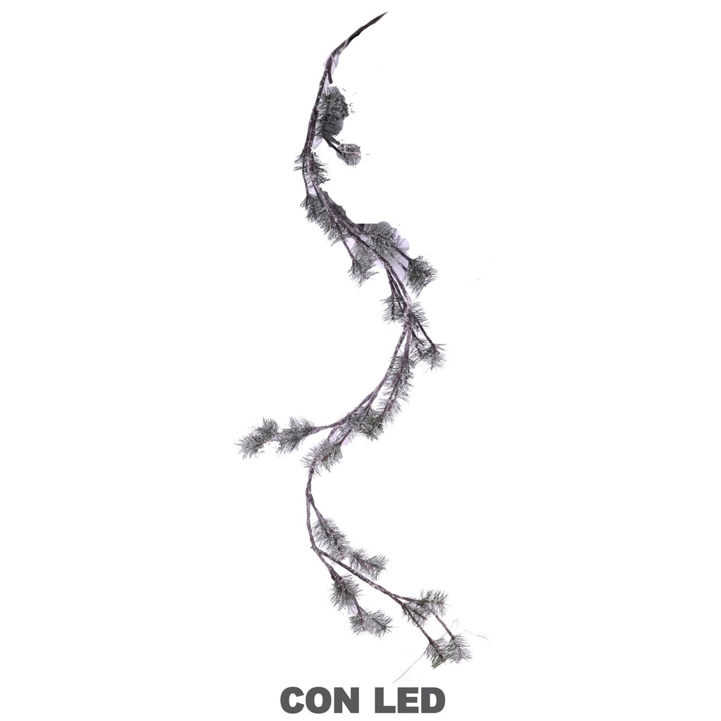 Snowy green garland with 44 leds cm180h20