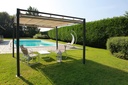 Gazebo Maine con pergola in acciaio 3x3 cm con tende laterali