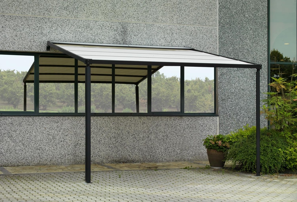 Gazebo NEBRASKA a pergola in alluminio nero con telo elettrico h250 cm