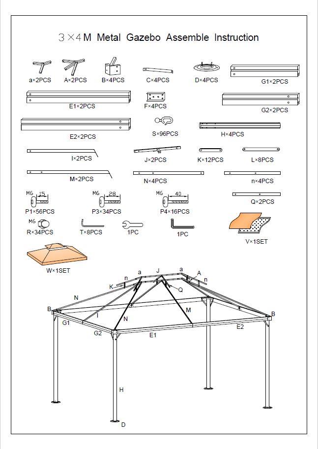 Gazebo dallas lusso 3x3m con zanzariera 400g/m2