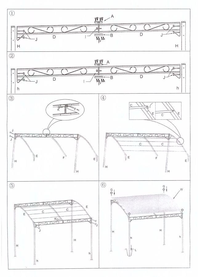 Gazebo in acciaio 2,5x3x2,5/2h m