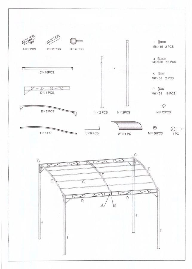 Gazebo in acciaio 2,5x3x2,5/2h m