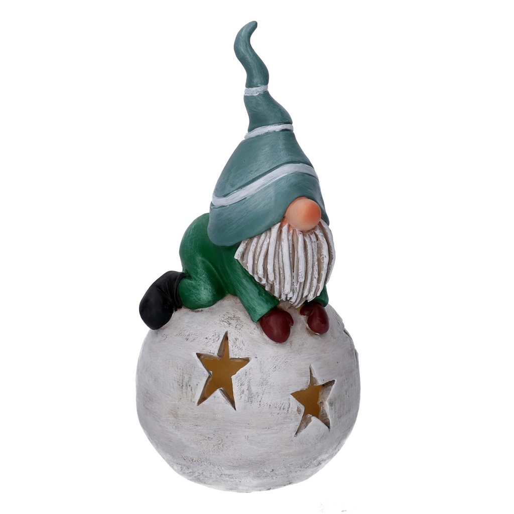 Gnomo resina con palla di neve led cm11x11h22