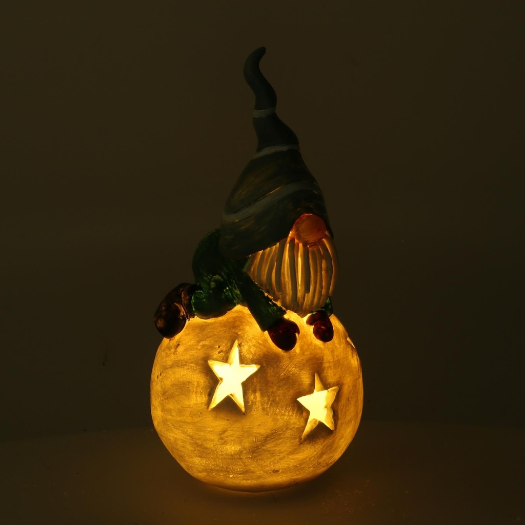 Gnomo resina con palla di neve led cm11x11h22