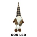 Fabric gnome with beige led cm18x15h55