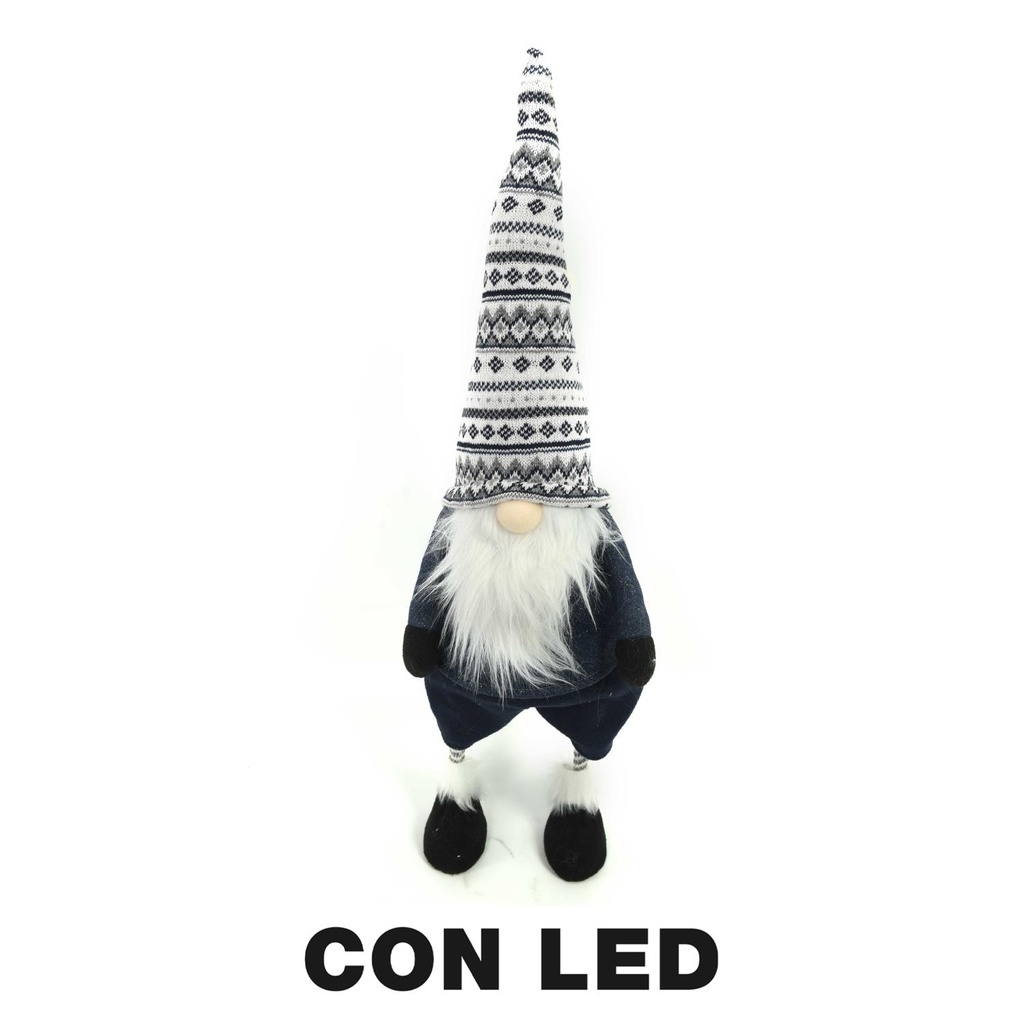 Fabric gnome with gray led cm23x18h70