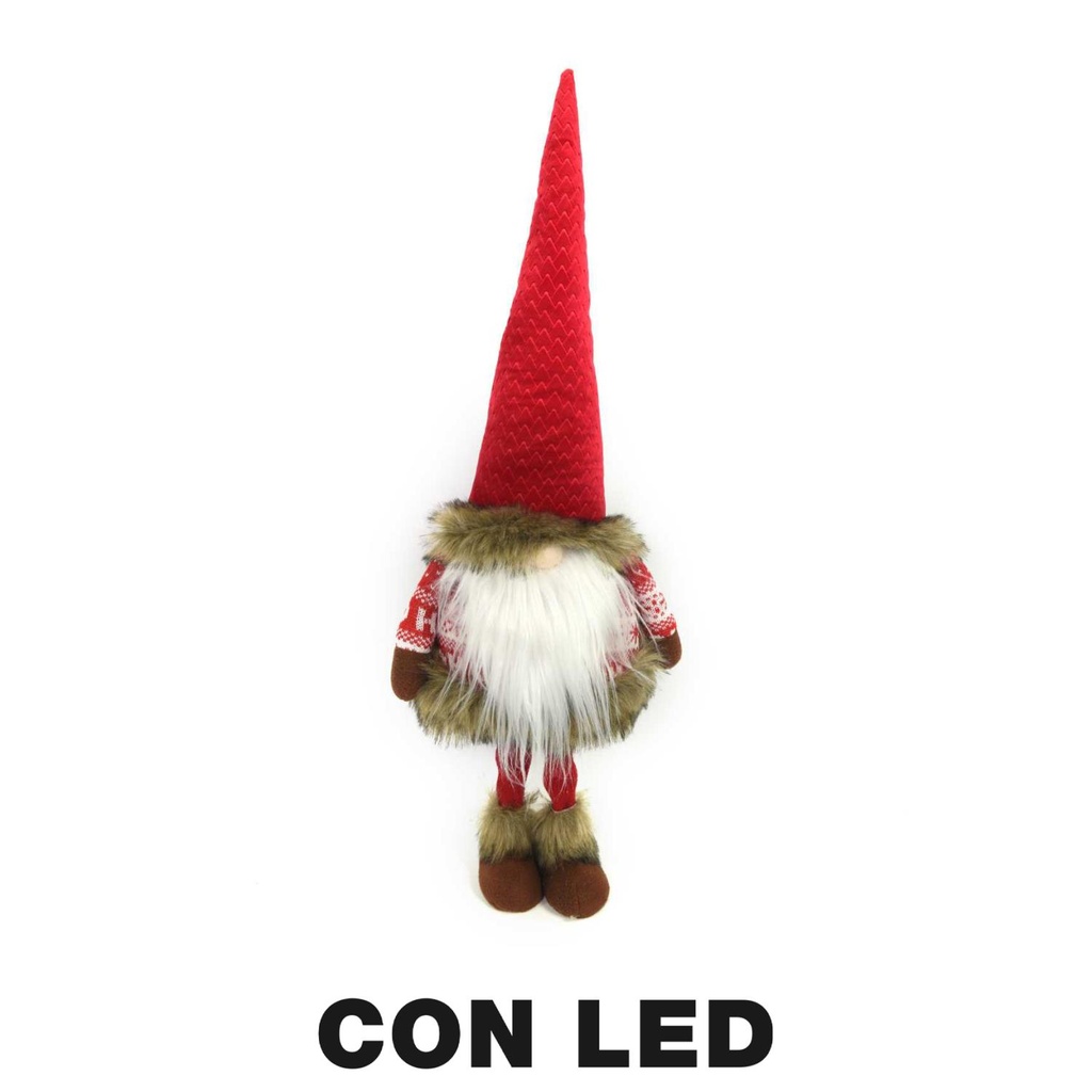 Fabric gnome with red led cm25x18h72