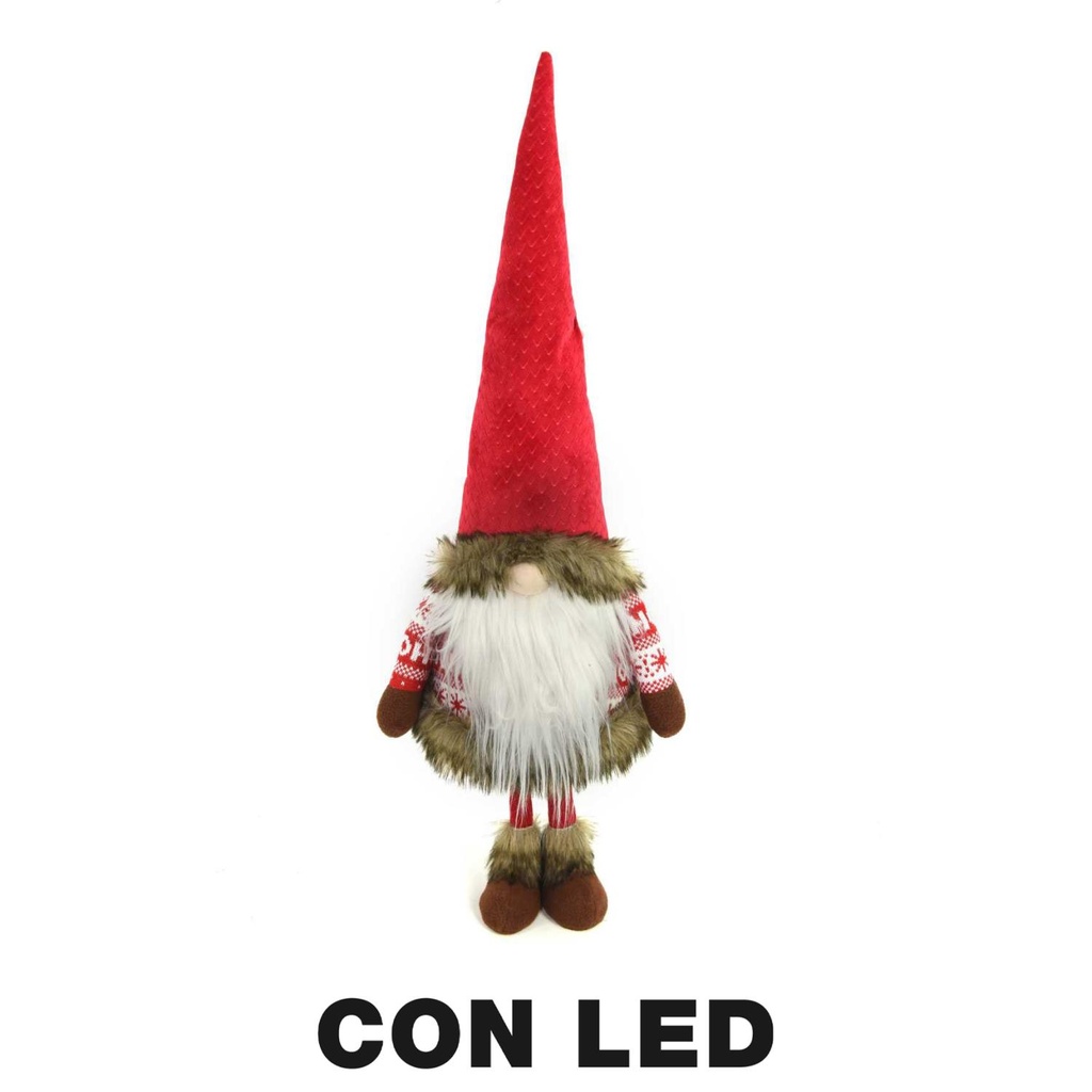 Fabric gnome with red led cm30x20h90