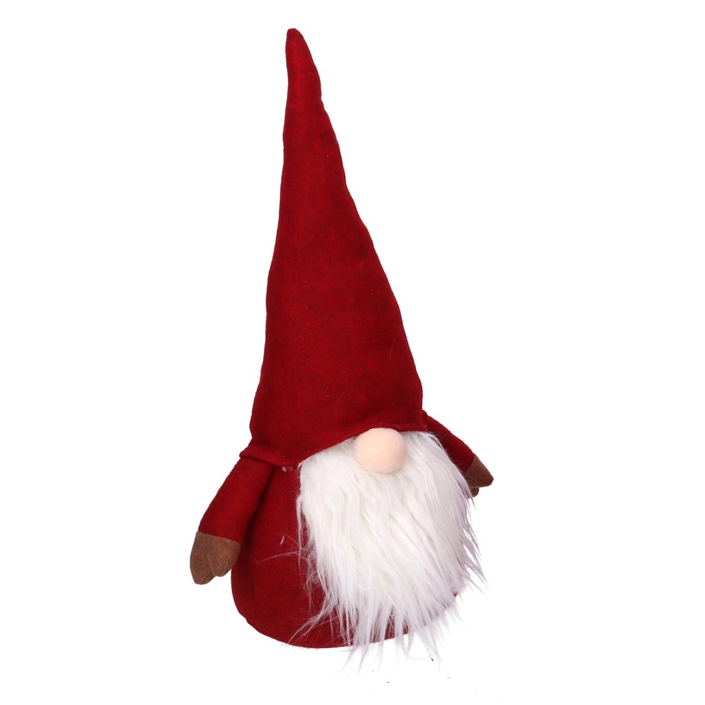 Gnomo tessuto marrone rosso cm16x14h36