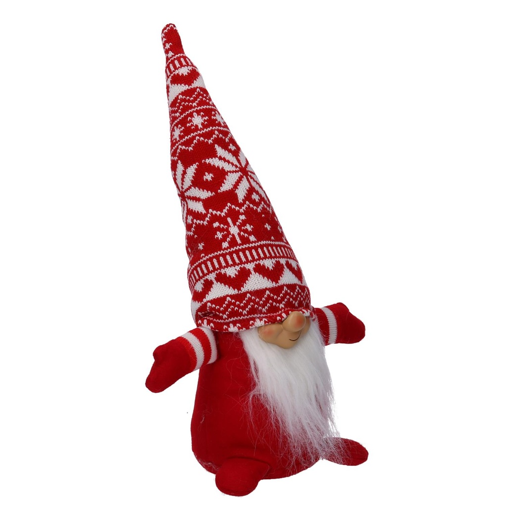 Gnomo tessuto seduto rosso cm15x13h45